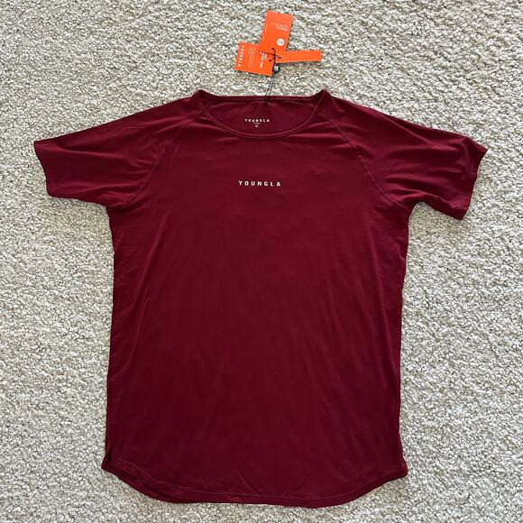 Men's YoungLA 403 ELITE TEE stretch quick dry, XL, NWT, Burgundy - Picture 1 of 8